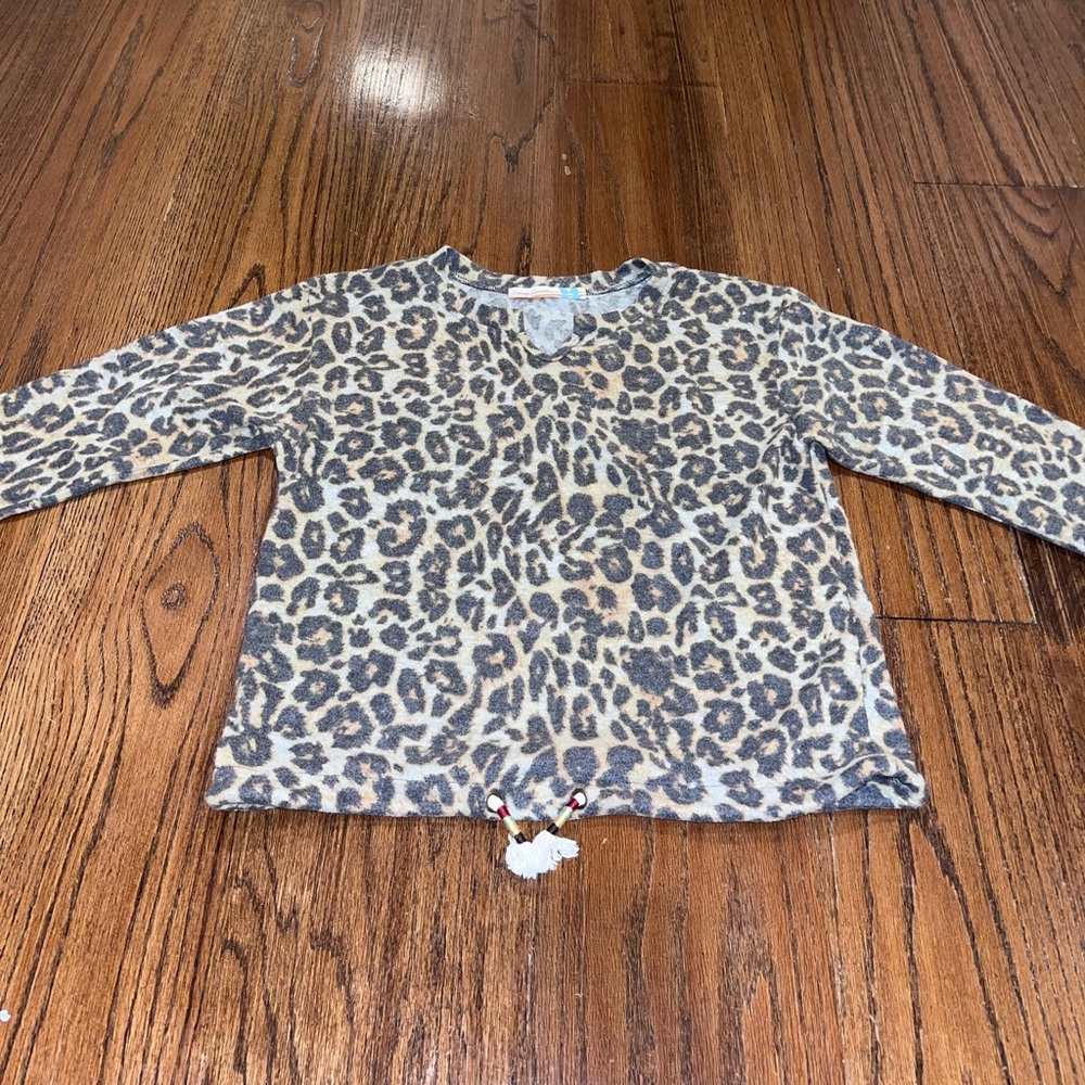 Vintage Havana Leopard thin fleece with Drawstring girls xl